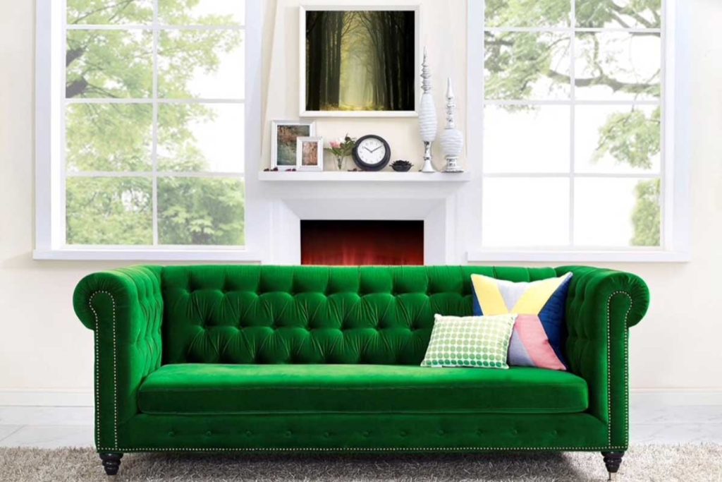 Photo of emeral green sofa